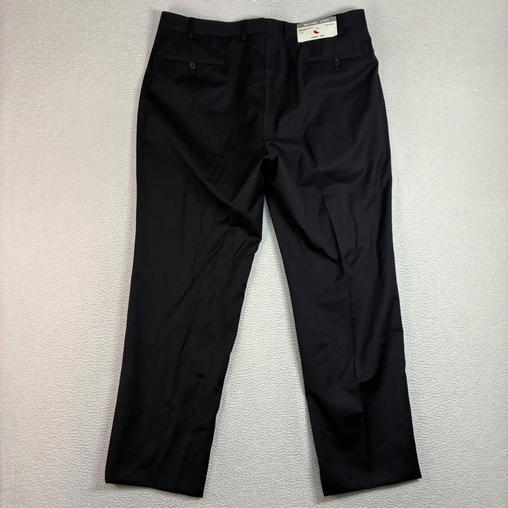Michael Kors Kelson Dress Pant Men 35x30 Black Wool Flat Front Formal Office NWT
